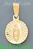 14K Gold Virgin of Guadalupe Round Stamp Charm Pendant