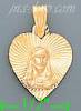 14K Gold Jesus Christ Face Heart Stamp Charm Pendant