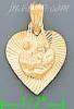 14K Gold Baptism Heart Stamp Charm Pendant