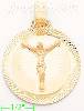 14K Gold Crucifix Round Stamp Charm Pendant