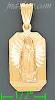 14K Gold Virgin of Guadalupe Rectangular Stamp Charm Pendant