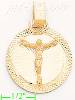 14K Gold Crucifix Round Stamp Charm Pendant