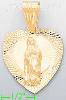 14K Gold Virgin of Guadalupe Heart Stamp Charm Pendant