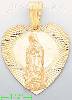 14K Gold Virgin of Guadalupe Heart Stamp Charm Pendant