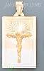 14K Gold Crucifix Rectangular 3Color Stamped CZ Charm Pendant