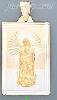 14K Gold Virgin of Guadalupe Rectangular 3Color Stamped CZ Charm