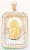 14K Gold Virgin of Guadalupe Round Rectangle 3Color Stamped CZ C