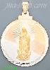 14K Gold Virgin of Guadalupe Round 3Color Stamped CZ Charm Penda