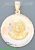 14K Gold Jesus Christ Face Round 3Color Stamped CZ Charm Pendant