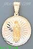 14K Gold Virgin of Guadalupe Round 3Color Stamped CZ Charm Penda