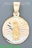 14K Gold Virgin of Guadalupe Round 3Color Stamped CZ Charm Penda