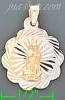 14K Gold Virgin of Guadalupe Flower 3Color Stamped CZ Charm Pend