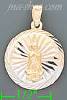 14K Gold Virgin of Guadalupe Round 3Color Stamped CZ Charm Penda