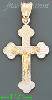 14K Gold Cross Crucifix 3Color Stamped CZ Charm Pendant