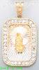14K Gold Virgin of Guadalupe Round Rectangle 3Color Stamped CZ C