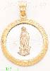 14K Gold Virgin of Guadalupe w/Greek Design Frame Round Stamp Ch