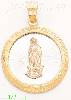 14K Gold Virgin of Guadalupe w/Greek Design Frame Round Stamp Ch