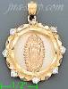 14K Gold Virgin of Guadalupe Stamp Charm Pendant