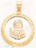 14K Gold Jesus Sacred Heart w/Greek Design Frame Round Stamp Cha