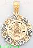 14K Gold Virgin of Guadalupe Stamp Charm Pendant