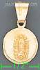 14K Gold Virgin of Guadalupe Engraved Charm Pendant