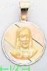 14K Gold Jesus Sacred Heart 3Color Engraved Charm Pendant