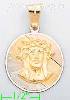 14K Gold Jesus Christ Face 3Color Engraved Charm Pendant