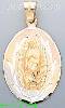 14K Gold Virgin of Guadalupe 3Color Engraved Charm Pendant