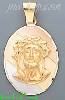 14K Gold Jesus Christ Face 3Color Engraved Charm Pendant