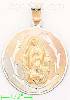 14K Gold Virgin of Guadalupe 3Color Engraved Charm Pendant