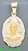 14K Gold Jesus Sacred Heart 3Color Engraved Charm Pendant