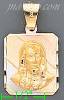 14K Gold Jesus Sacred Heart 3Color Engraved Charm Pendant