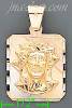 14K Gold Jesus Christ Face 3Color Engraved Charm Pendant