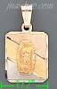 14K Gold Virgin of Guadalupe 3Color Engraved Charm Pendant