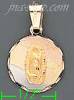 14K Gold Virgin of Guadalupe 3Color Engraved Charm Pendant