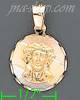 14K Gold Jesus Christ Face 3Color Engraved Charm Pendant