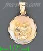 14K Gold Baptism 3Color Engraved Charm Pendant