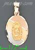 14K Gold Virgin of Guadalupe 3Color Engraved Charm Pendant