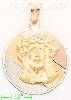 14K Gold Jesus Christ Face 3Color Engraved Charm Pendant