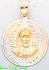 14K Gold Jesus Sacred Heart 3Color Engraved Charm Pendant