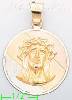 14K Gold Jesus Christ Face 3Color Engraved Charm Pendant