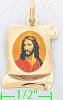 14K Gold Jesus Scroll Picture Charm Pendant