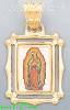 14K Gold Virgin of Guadalupe Picture Charm Pendant