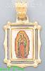 14K Gold Virgin of Guadalupe Picture Charm Pendant