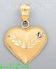 14K Gold Heart w/Dia-Cut Leaves Assorted Charm Pendant