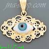 14K Gold Evil Eye Charm Pendant (Brown color)