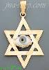 14K Gold David's Star w/Evil Eye Assorted Charm Pendant