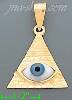 14K Gold Pyramid w/Evil Eye Assorted Charm Pendant