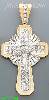 14K Gold Crucifix Multi CZ Cross Charm Pendant