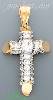 14K Gold CZ Cross Charm Pendant